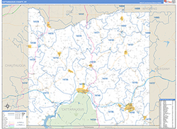 Cattaraugus County, NY Wall Map Zip Code Basic Style 2026