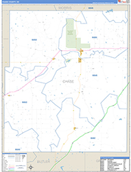 Chase County, KS Wall Map Zip Code Basic Style 2026