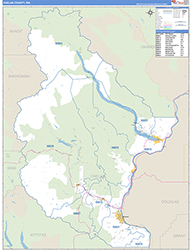 Chelan County, WA Wall Map Zip Code Basic Style 2026