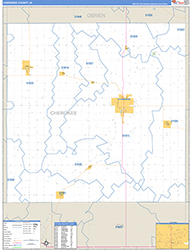 Cherokee County, IA Wall Map Zip Code Basic Style 2026