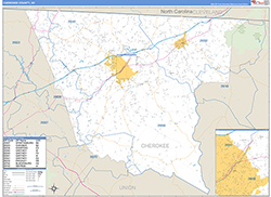Cherokee County, SC Wall Map Zip Code Basic Style 2026