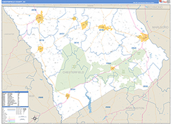 ChesterfieldCounty, SC Wall Map Zip Code Basic Style 2026