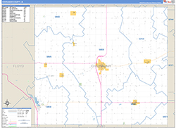 Chickasaw County, IA Wall Map Zip Code Basic Style 2026
