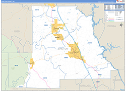 Chilton County, AL Wall Map Zip Code Basic Style 2026