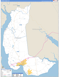 Chowan County, NC Wall Map Zip Code Basic Style 2026