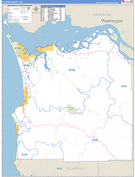 Clatsop County, OR Wall Map Zip Code Basic Style 2026