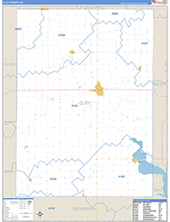 Clay County, KS Wall Map Zip Code Basic Style 2026