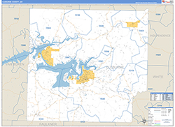 Cleburne County, AR Wall Map Zip Code Basic Style 2026
