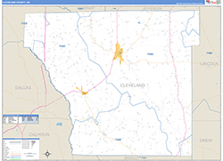 Cleveland County, AR Wall Map Zip Code Basic Style 2026