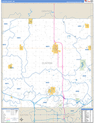 Clinton County, MI Wall Map Zip Code Basic Style 2026