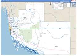 Collier County, FL Wall Map Zip Code Basic Style 2026