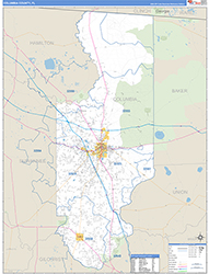 Columbia County, FL Wall Map Zip Code Basic Style 2026
