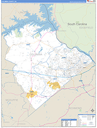 Columbia County, GA Wall Map Zip Code Basic Style 2026