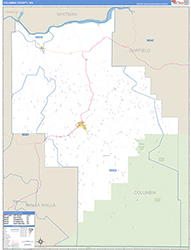 Columbia County, WA Wall Map Zip Code Basic Style 2026