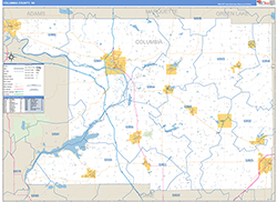 Columbia County, WI Wall Map Zip Code Basic Style 2026