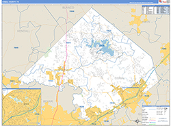 Comal County, TX Wall Map Zip Code Basic Style 2026