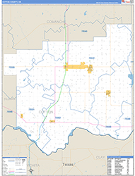Cotton County, OK Wall Map Zip Code Basic Style 2026