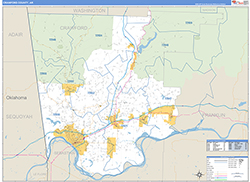Crawford County, AR Wall Map Zip Code Basic Style 2026