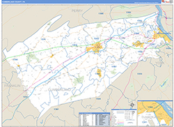 Cumberland County, PA Wall Map Zip Code Basic Style 2026