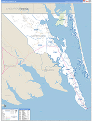 Currituck County, NC Wall Map Zip Code Basic Style 2026
