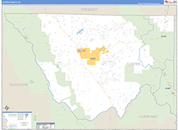 Custer County, CO Wall Map Zip Code Basic Style 2026