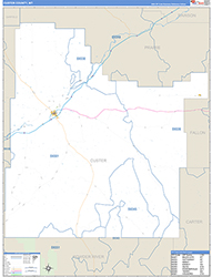 Custer County, MT Wall Map Zip Code Basic Style 2026