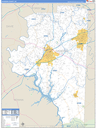 Davidson County, NC Wall Map Zip Code Basic Style 2026