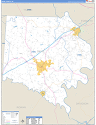 Davie County, NC Wall Map Zip Code Basic Style 2026