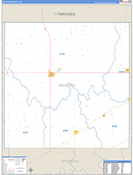 Decatur County, KS Wall Map Zip Code Basic Style 2026