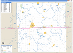 Delaware County, IA Wall Map Zip Code Basic Style 2026