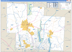 Delaware County, OH Wall Map Zip Code Basic Style 2026