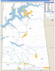 Delaware County, OK Wall Map Zip Code Basic Style 2026