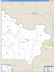 Doniphan County, KS Wall Map Zip Code Basic Style 2026