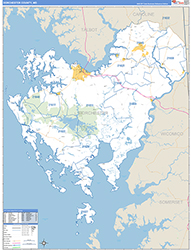 Dorchester County, MD Wall Map Zip Code Basic Style 2026