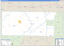Douglas County, MO Wall Map Zip Code Basic Style 2026
