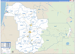 Douglas County, OR Wall Map Zip Code Basic Style 2026