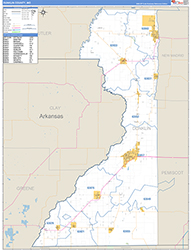 Dunklin County, MO Wall Map Zip Code Basic Style 2026