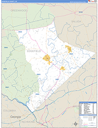 Edgefield County, SC Wall Map Zip Code Basic Style 2026