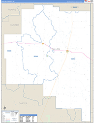 Fallon County, MT Wall Map Zip Code Basic Style 2026