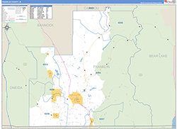 Franklin County, ID Wall Map Zip Code Basic Style 2026