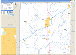 Franklin County, KS Wall Map Zip Code Basic Style 2026