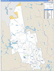 Franklin County, ME Wall Map Zip Code Basic Style 2026