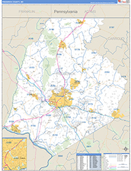 Frederick County, MD Wall Map Zip Code Basic Style 2026