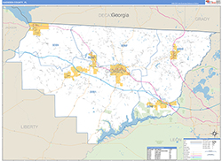 Gadsden County, FL Wall Map Zip Code Basic Style 2026