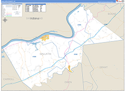 Gallatin County, KY Wall Map Zip Code Basic Style 2026