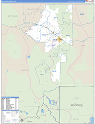 Gallatin County, MT Wall Map Zip Code Basic Style 2026