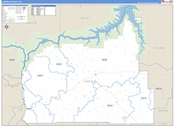 Garfield County, MT Wall Map Zip Code Basic Style 2026