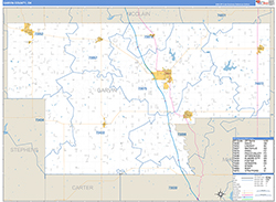 Garvin County, OK Wall Map Zip Code Basic Style 2026