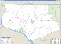 Gates County, NC Wall Map Zip Code Basic Style 2026