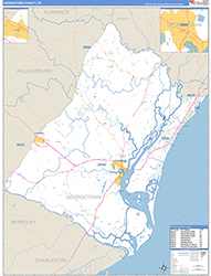 Georgetown County, SC Wall Map Zip Code Basic Style 2026
